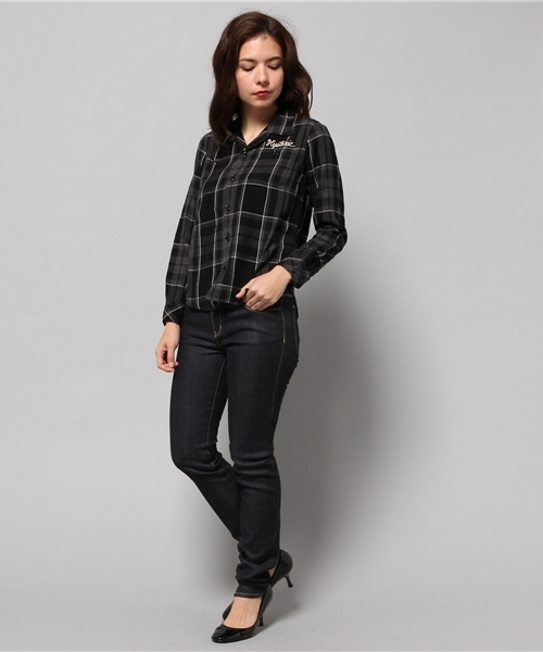 HYSTERIC GLAMOUR（ヒステリックグラマー）の「MOVE YOUR ASS刺繍オープンカラー長袖SH（シャツ/ブラウス・レディース・レッド系その他/ブルー系その他/ブラック系その他・MEDIUM/SMALL）」の15枚目の写真