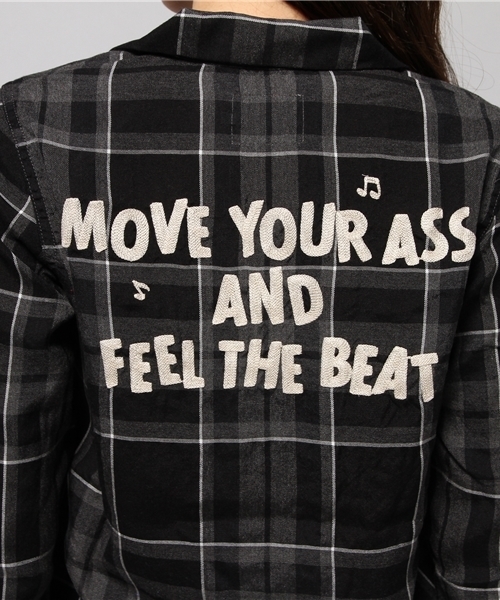 HYSTERIC GLAMOUR（ヒステリックグラマー）の「MOVE YOUR ASS刺繍オープンカラー長袖SH（シャツ/ブラウス・レディース・レッド系その他/ブルー系その他/ブラック系その他・MEDIUM/SMALL）」の8枚目の写真