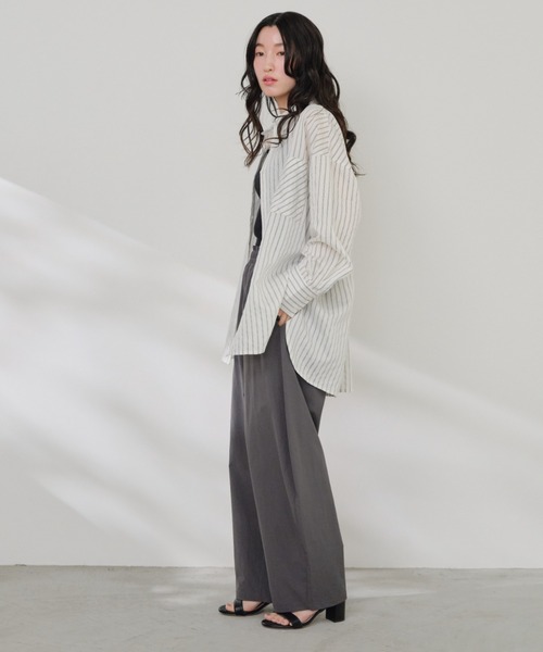 Shelly island（シェリーアイランド）の「シアーストライプシャツ（シャツ/ブラウス・レディース・ホワイト/ベージュ/ブルー・FREE）」の10枚目の写真