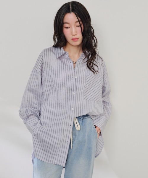 Shelly island（シェリーアイランド）の「シアーストライプシャツ（シャツ/ブラウス・レディース・ホワイト/ベージュ/ブルー・FREE）」の21枚目の写真