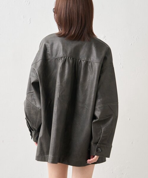 mline（エムライン）の「[mline]オーバーシルエット レザージャケット（その他アウター・レディース・ブラウン/ブラック・FREE）」の14枚目の写真