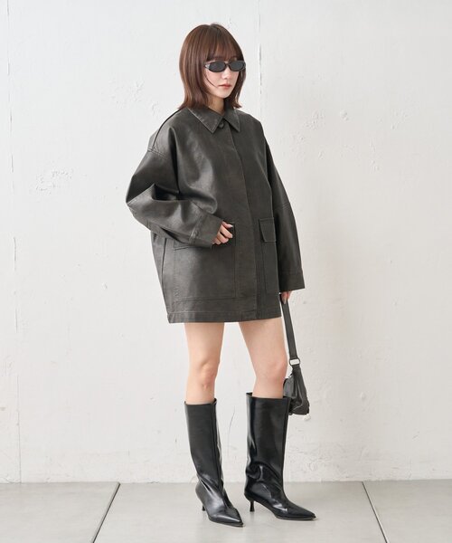 mline（エムライン）の「[mline]オーバーシルエット レザージャケット（その他アウター・レディース・ブラウン/ブラック・FREE）」の13枚目の写真