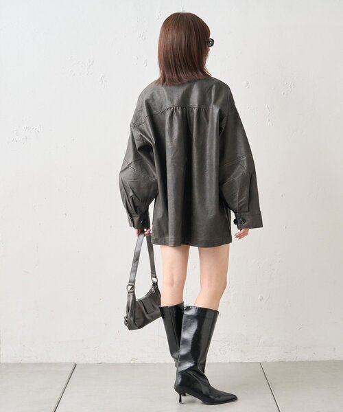 mline（エムライン）の「[mline]オーバーシルエット レザージャケット（その他アウター・レディース・ブラウン/ブラック・FREE）」の17枚目の写真
