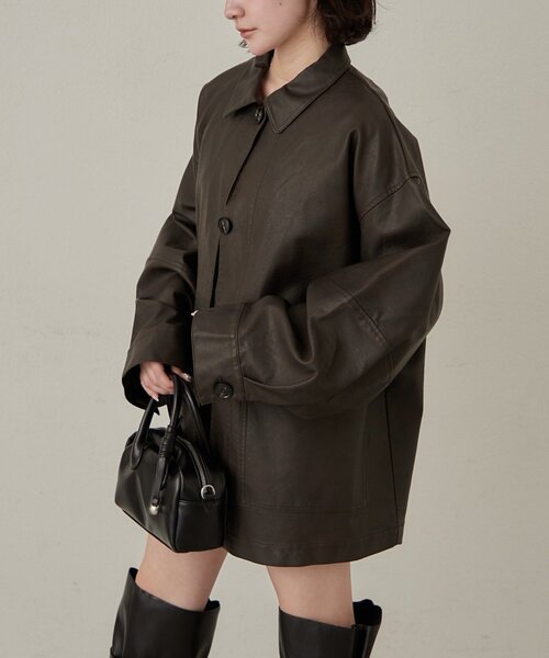 mline（エムライン）の「[mline]オーバーシルエット レザージャケット（その他アウター・レディース・ブラウン/ブラック・FREE）」の22枚目の写真