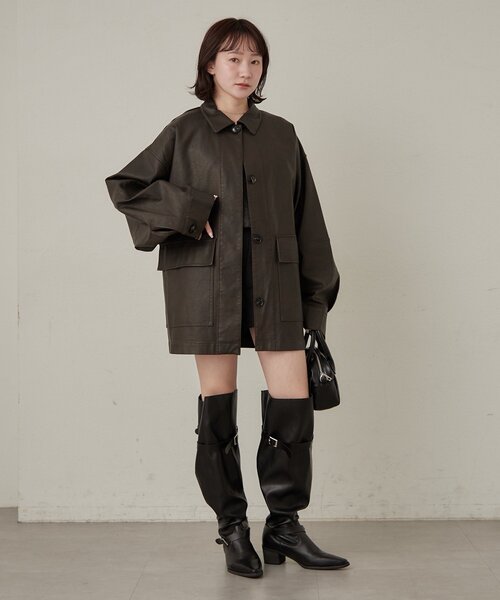 mline（エムライン）の「[mline]オーバーシルエット レザージャケット（その他アウター・レディース・ブラウン/ブラック・FREE）」の9枚目の写真