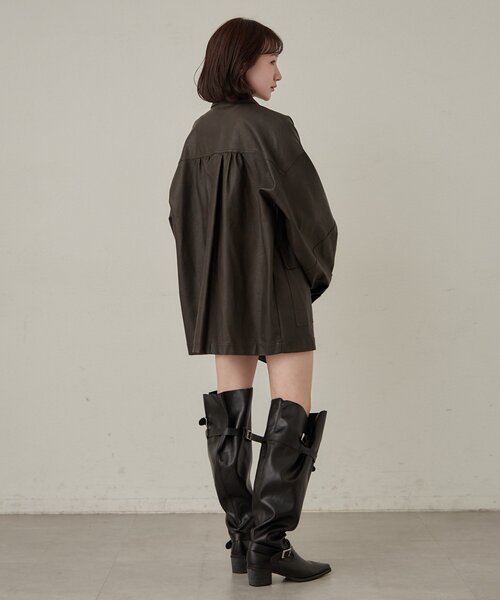 mline（エムライン）の「[mline]オーバーシルエット レザージャケット（その他アウター・レディース・ブラウン/ブラック・FREE）」の10枚目の写真