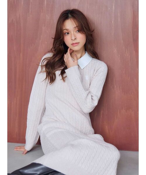 MERCURYDUO（マーキュリーデュオ）の「U.S. POLO ASSN.別注 ケーブルニットワンピース（ワンピース・レディース・アイボリー/グレー/ベビーピンク・SMALL/MEDIUM）」の11枚目の写真