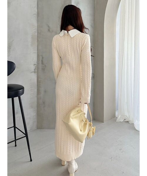 MERCURYDUO（マーキュリーデュオ）の「U.S. POLO ASSN.別注 ケーブルニットワンピース（ワンピース・レディース・アイボリー/グレー/ベビーピンク・SMALL/MEDIUM）」の17枚目の写真