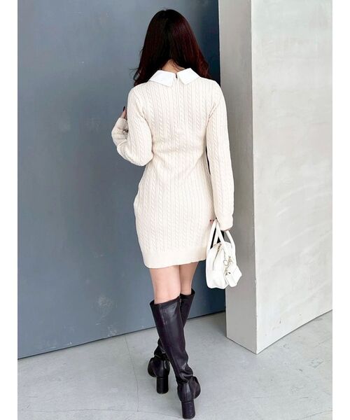 MERCURYDUO（マーキュリーデュオ）の「U.S. POLO ASSN.別注 ケーブルニットワンピース（ワンピース・レディース・アイボリー/グレー/ベビーピンク・SMALL/MEDIUM）」の19枚目の写真