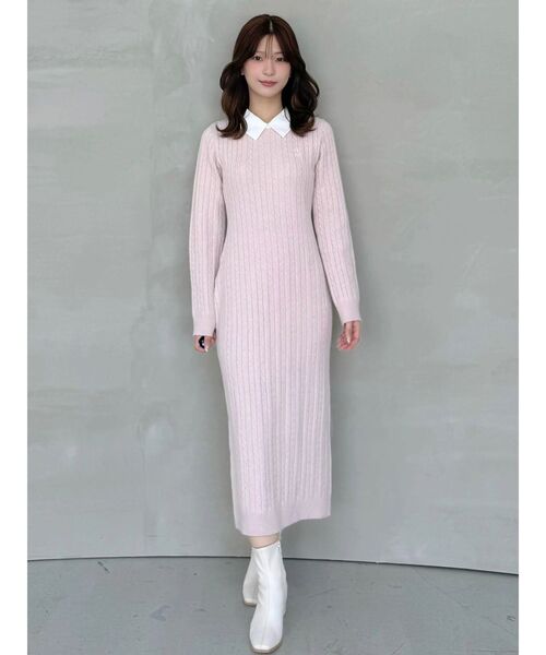 MERCURYDUO（マーキュリーデュオ）の「U.S. POLO ASSN.別注 ケーブルニットワンピース（ワンピース・レディース・アイボリー/グレー/ベビーピンク・SMALL/MEDIUM）」の20枚目の写真