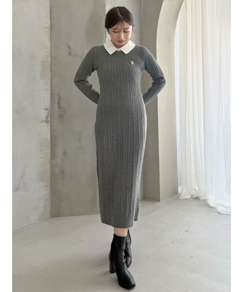 セール】U.S. POLO ASSN.別注 ケーブルニットワンピース（ワンピース