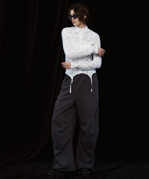 JOSE MOON(ジョゼムーン)の「LIQUIDE LACE TOPS/リキッドレーストップス(Tシャツ/カットソー・レディース・ブラック/グレー/ホワイト・FREE)」の11枚目の写真