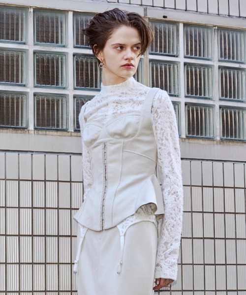 JOSE MOON(ジョゼムーン)の「LIQUIDE LACE TOPS/リキッドレーストップス(Tシャツ/カットソー・レディース・ブラック/グレー/ホワイト・FREE)」の17枚目の写真