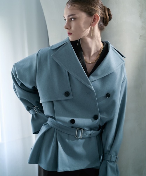 Hare トレンチコート　ブルー オーバーミディトレンチジャケット(HARE)（トレンチコート）｜HARE