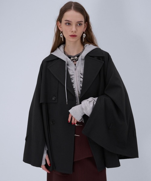 HARE（ハレ）の「オーバーミディトレンチジャケット(HARE)（トレンチコート・レディース・ブラック系その他/ブルー/ブラック・FREE）」の2枚目の写真