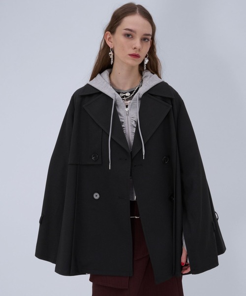 HARE（ハレ）の「オーバーミディトレンチジャケット(HARE)（トレンチコート・レディース・ブラック系その他/ブルー/ブラック・FREE）」の4枚目の写真