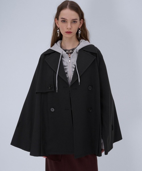 HARE（ハレ）の「オーバーミディトレンチジャケット(HARE)（トレンチコート・レディース・ブラック系その他/ブルー/ブラック・FREE）」の5枚目の写真