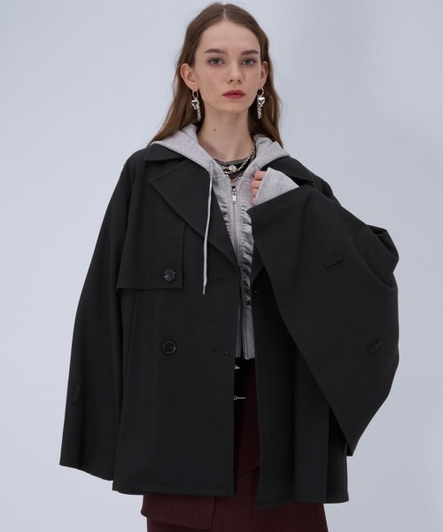 HARE（ハレ）の「オーバーミディトレンチジャケット(HARE)（トレンチコート・レディース・ブラック系その他/ブルー/ブラック・FREE）」の6枚目の写真