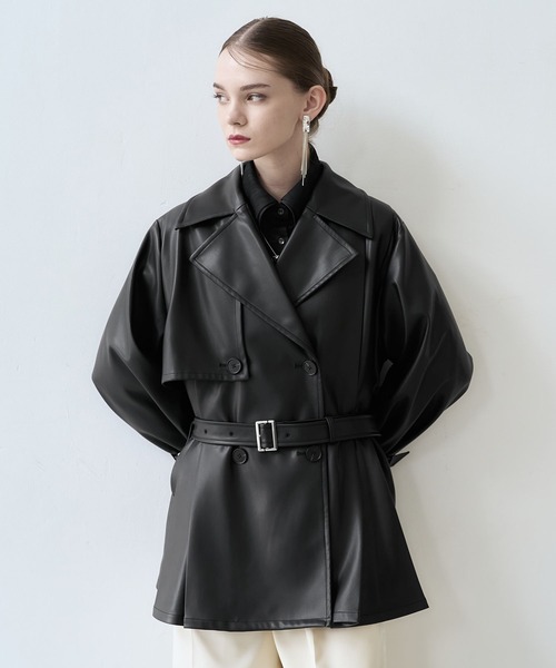 HARE（ハレ）の「オーバーミディトレンチジャケット(HARE)（トレンチコート・レディース・ブラック系その他/ブルー/ブラック・FREE）」の11枚目の写真