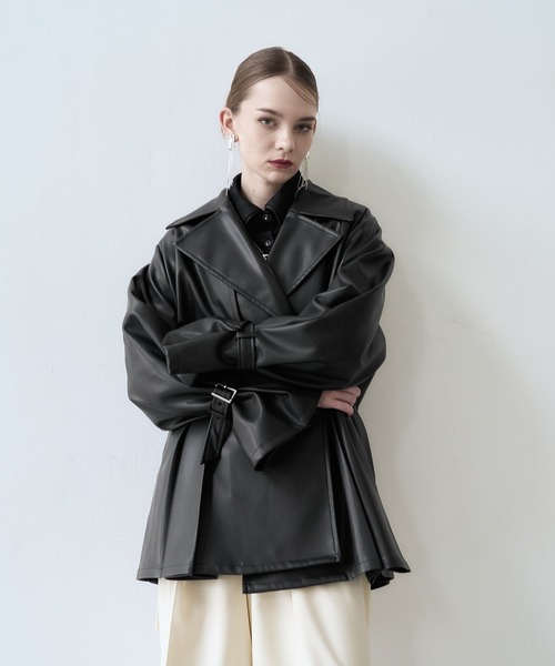 HARE（ハレ）の「オーバーミディトレンチジャケット(HARE)（トレンチコート・レディース・ブラック系その他/ブルー/ブラック・FREE）」の12枚目の写真