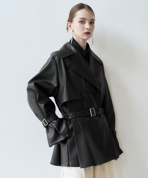 HARE（ハレ）の「オーバーミディトレンチジャケット(HARE)（トレンチコート・レディース・ブラック系その他/ブルー/ブラック・FREE）」の13枚目の写真