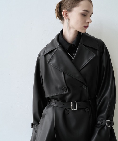 HARE（ハレ）の「オーバーミディトレンチジャケット(HARE)（トレンチコート・レディース・ブラック系その他/ブルー/ブラック・FREE）」の19枚目の写真