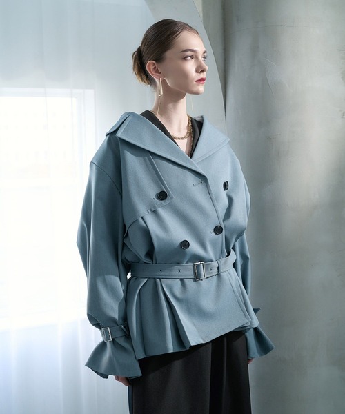 HARE（ハレ）の「オーバーミディトレンチジャケット(HARE)（トレンチコート・レディース・ブラック系その他/ブルー/ブラック・FREE）」の21枚目の写真