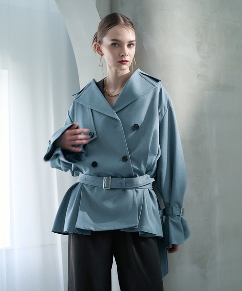 HARE（ハレ）の「オーバーミディトレンチジャケット(HARE)（トレンチコート・レディース・ブラック系その他/ブルー/ブラック・FREE）」の22枚目の写真