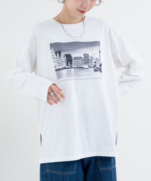 refinedworks(リファインドワークス)の「【refinedworks】大人カジュアル に映える、洗練 ロゴロンT(Tシャツ/カットソー・レディース・オフホワイト/チャコールグレー・FREE)」の7枚目の写真