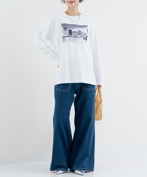refinedworks(リファインドワークス)の「【refinedworks】大人カジュアル に映える、洗練 ロゴロンT(Tシャツ/カットソー・レディース・オフホワイト/チャコールグレー・FREE)」の18枚目の写真