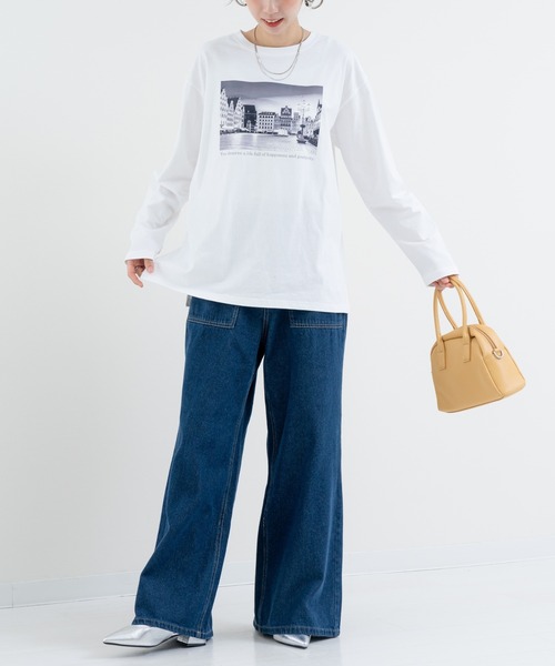 refinedworks(リファインドワークス)の「【refinedworks】大人カジュアル に映える、洗練 ロゴロンT(Tシャツ/カットソー・レディース・オフホワイト/チャコールグレー・FREE)」の19枚目の写真