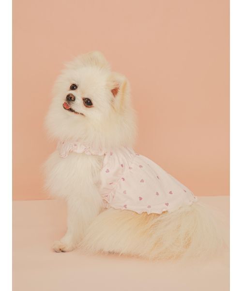 gelato pique(ジェラートピケ)の「【CAT&DOG】ハート柄フリルワンピース(リード/ハーネス/首輪・レディース・アイボリー/ピンク・S/M/L)」の18枚目の写真