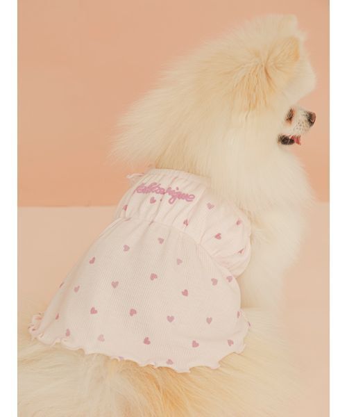 gelato pique(ジェラートピケ)の「【CAT&DOG】ハート柄フリルワンピース(リード/ハーネス/首輪・レディース・アイボリー/ピンク・S/M/L)」の20枚目の写真