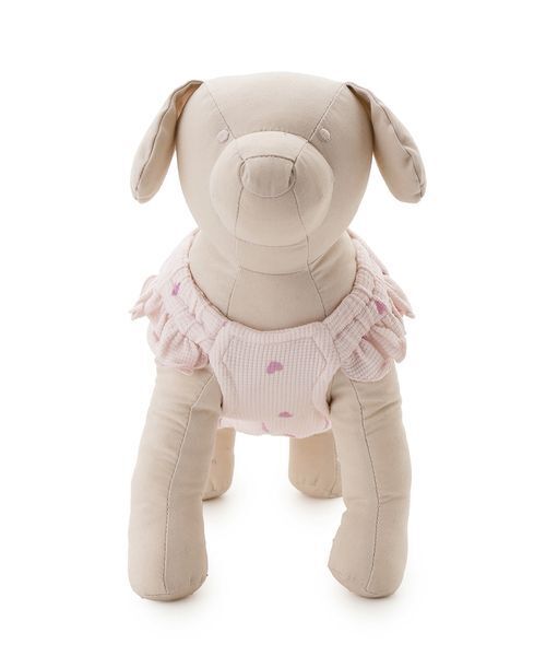 gelato pique(ジェラートピケ)の「【CAT&DOG】ハート柄フリルワンピース(リード/ハーネス/首輪・レディース・アイボリー/ピンク・S/M/L)」の6枚目の写真