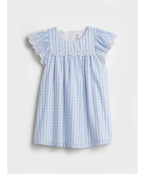 GAP（ギャップ）の「アイレット ギンガムチェック ワンピース (幼児・ベビー)（ワンピース・キッズ・ブルー・80ｃｍ/90cm/100cm/70cm/95cm/105cm/110cm）」の2枚目の写真