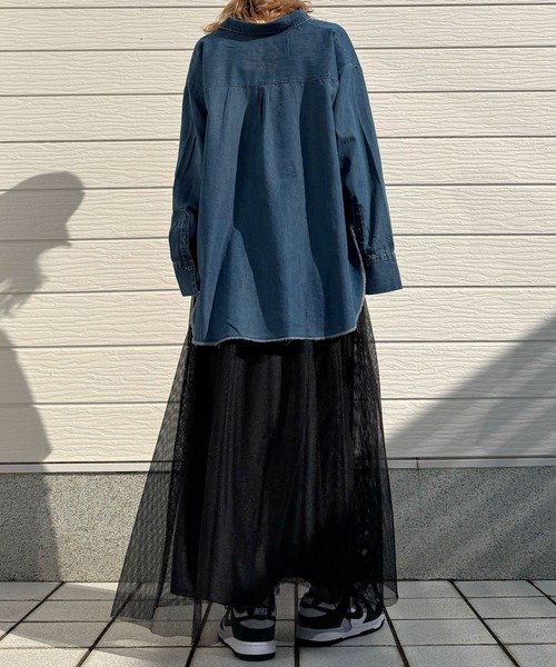 Q(キュー)の「メッシュドッキングスカート(スカート・レディース・ブラック/カーキオリーブ・MEDIUM)」の13枚目の写真