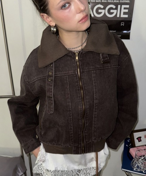 SHAGGIE（シャギー）の「フェードワークショートジャケット（その他アウター・レディース・グレー/ベージュ/ブラウン・FREE）」の2枚目の写真