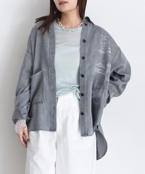 バイオ加工テキストカバーオールシャツ Eimee Law│Eimee Law
