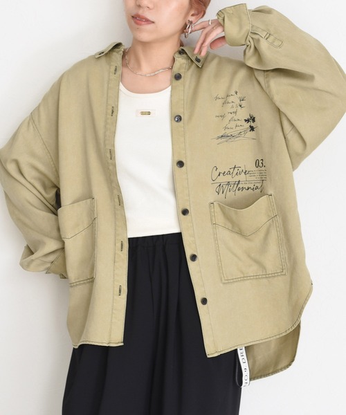 バイオ加工テキストカバーオールシャツ Eimee Law│Eimee Law