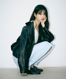 VINTAGE LEATHER BLOUSON JACKET BLACK