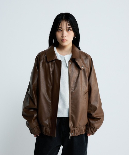 JEANASIS（ジーナシス）の「ヴィンテージレザーブルゾン/640179（ブルゾン・レディース・ブラック/ベージュ/ブラウン・FREE）」の3枚目の写真