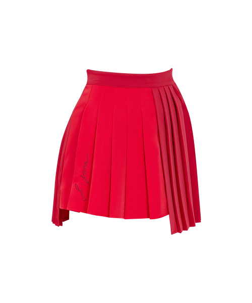 J.JANE(ジェイジェーン)の「アシンメトリーハイカラー プリーツスカート (ローズレッド)(スカート・レディース・その他・M/XS/S)」の3枚目の写真
