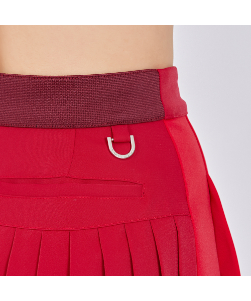J.JANE(ジェイジェーン)の「アシンメトリーハイカラー プリーツスカート (ローズレッド)(スカート・レディース・その他・M/XS/S)」の4枚目の写真