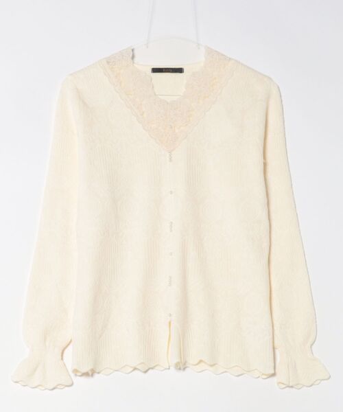 Ritzy（リッツィー）の「ウール混総刺繍レースＶネックトップス（Tシャツ/カットソー・レディース・アイボリー・FREE）」の2枚目の写真