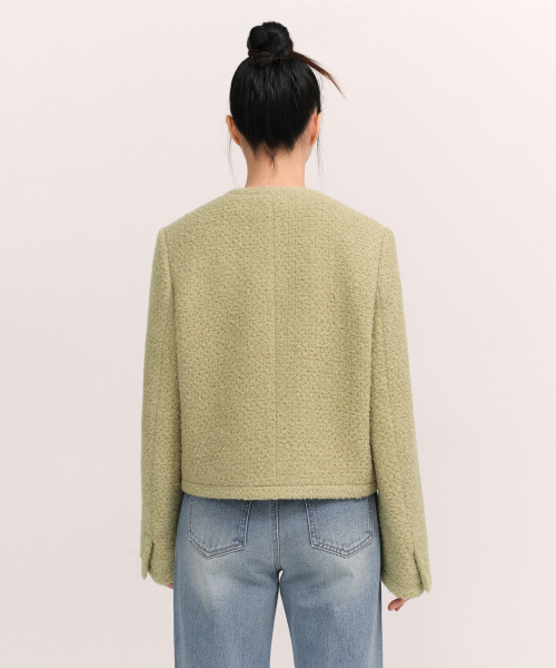 MUSINSA STANDARD WOMAN（ムシンサスタンダードウーマン）の「ウィメンズウールブレンドブークルトゥイードジャケット[ライトカーキ]（テーラードジャケット・レディース・その他・SMALL/MEDIUM/LARGE/X-SMALL）」の5枚目の写真