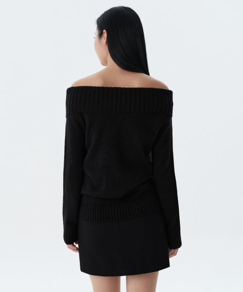 MUSINSA STANDARD WOMAN（ムシンサスタンダードウーマン）の「ウィメンズターンダウンオフショルダーニット[ブラック]（ニット/セーター・レディース・その他・LARGE/MEDIUM/SMALL/X-SMALL）」の10枚目の写真