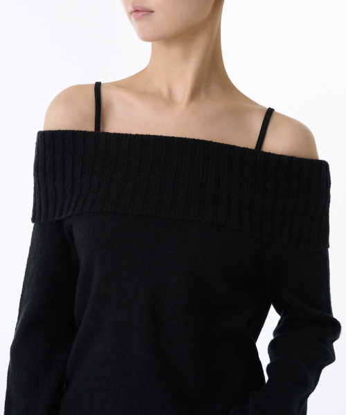 MUSINSA STANDARD WOMAN（ムシンサスタンダードウーマン）の「ウィメンズターンダウンオフショルダーニット[ブラック]（ニット/セーター・レディース・その他・LARGE/MEDIUM/SMALL/X-SMALL）」の11枚目の写真