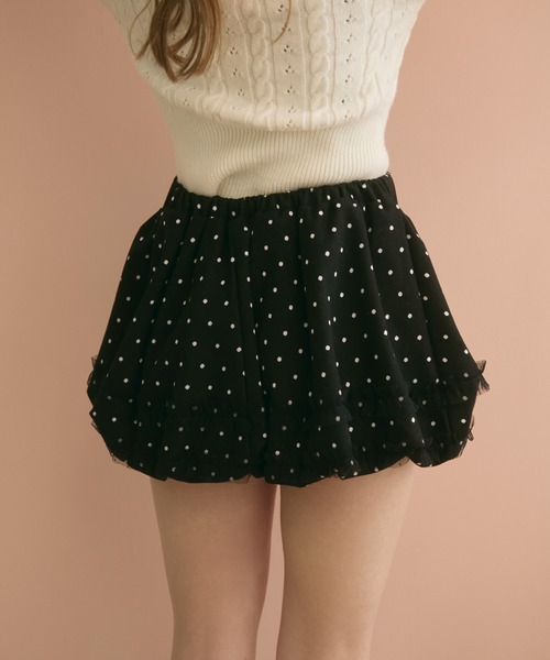 TITTY&CO.（ティティーアンドコー）の「ドットフリルバルーンスカート（スカート・レディース・グレー/ブラック・FREE）」の5枚目の写真