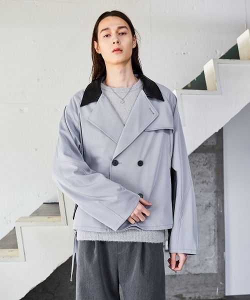 HARE（ハレ）の「レザーキリカエトレンチブルゾン(HARE)（ブルゾン・メンズ・ブラック/グレー/ブラック系その他・FREE）」の4枚目の写真