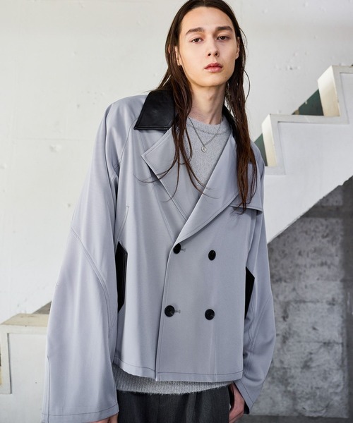 HARE（ハレ）の「レザーキリカエトレンチブルゾン(HARE)（ブルゾン・メンズ・ブラック/グレー/ブラック系その他・FREE）」の6枚目の写真